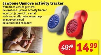 Aanbiedingen Jawbone upmove activity tracker - Jawbone - Geldig van 30/08/2016 tot 11/09/2016 bij Kruidvat