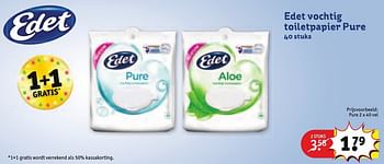 Aanbiedingen Edet vochtig toiletpapier pure - Edet - Geldig van 30/08/2016 tot 11/09/2016 bij Kruidvat