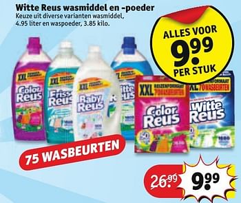 Aanbiedingen Witte reus wasmiddel en -poeder - Witte reus - Geldig van 30/08/2016 tot 11/09/2016 bij Kruidvat