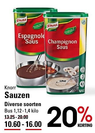 Aanbiedingen Knorr sauzen - Knorr - Geldig van 25/08/2016 tot 12/09/2016 bij Sligro