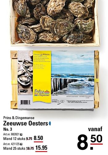 Aanbiedingen Zeeuwse oesters - Prins &amp; Dingemanse - Geldig van 25/08/2016 tot 12/09/2016 bij Sligro