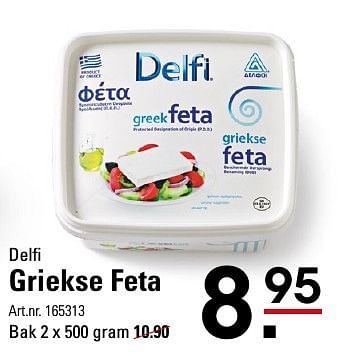 Aanbiedingen Griekse feta - Huismerk - Sligro - Geldig van 25/08/2016 tot 12/09/2016 bij Sligro