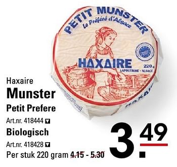 Aanbiedingen Haxaire munster petit prefere - Munster - Geldig van 25/08/2016 tot 12/09/2016 bij Sligro