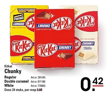 Aanbiedingen Kitkat chunky regular - Nestlé - Geldig van 25/08/2016 tot 12/09/2016 bij Sligro