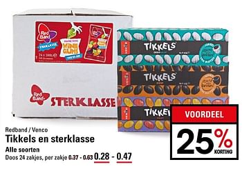 Aanbiedingen Tikkels en sterklasse - Red band - Geldig van 25/08/2016 tot 12/09/2016 bij Sligro