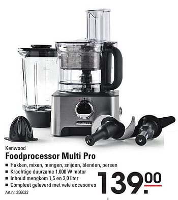 Aanbiedingen Kenwood foodprocessor multi pro - Kenwood - Geldig van 25/08/2016 tot 12/09/2016 bij Sligro