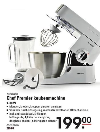 Aanbiedingen Kenwood chef premier keukenmachine - Kenwood - Geldig van 25/08/2016 tot 12/09/2016 bij Sligro