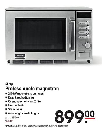 Aanbiedingen Sharp professionele magnetron - Sharp - Geldig van 25/08/2016 tot 12/09/2016 bij Sligro