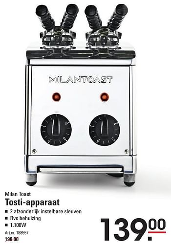 Aanbiedingen Milan toast tosti-apparaat - MILANTOAST - Geldig van 25/08/2016 tot 12/09/2016 bij Sligro