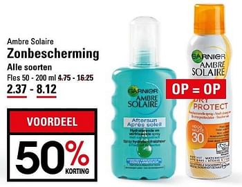 Aanbiedingen Ambre solaire zonbescherming - Garnier - Geldig van 25/08/2016 tot 12/09/2016 bij Sligro