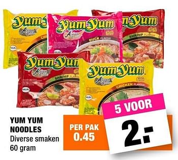 Aanbiedingen Yum yum noodles - Yum Yum - Geldig van 29/08/2016 tot 11/09/2016 bij Big Bazar