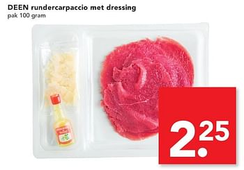 Aanbiedingen Deen rundercarpaccio met dressing - Huismerk deen supermarkt - Geldig van 04/09/2016 tot 10/09/2016 bij Deen Supermarkten