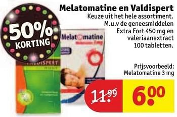 Aanbiedingen Melatomatine en valdispert melatomatine - Melatomatine - Geldig van 30/08/2016 tot 11/09/2016 bij Kruidvat