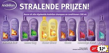 Aanbiedingen Keuze uit alle afgebeelde andrélon shampoos en conditioners shampoo iedere dag - Andrelon - Geldig van 30/08/2016 tot 11/09/2016 bij Kruidvat