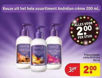 Aanbiedingen Crème oil + care - Andrelon - Geldig van 30/08/2016 tot 11/09/2016 bij Kruidvat