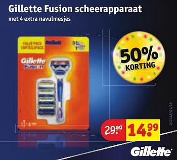 Aanbiedingen Gillette fusion scheerapparaat - Gillette - Geldig van 30/08/2016 tot 11/09/2016 bij Kruidvat