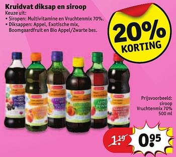 Aanbiedingen Siroop vruchtenmix 70% - Huismerk - Kruidvat - Geldig van 30/08/2016 tot 11/09/2016 bij Kruidvat
