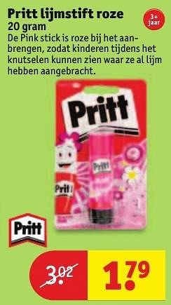 Aanbiedingen Pritt lijmstift roze - Pritt - Geldig van 30/08/2016 tot 11/09/2016 bij Kruidvat