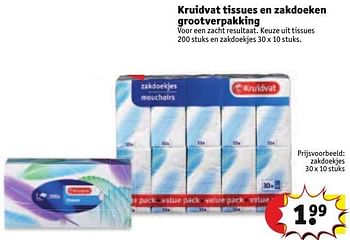 Aanbiedingen Kruidvat tissues en zakdoeken grootverpakking - Huismerk - Kruidvat - Geldig van 30/08/2016 tot 11/09/2016 bij Kruidvat