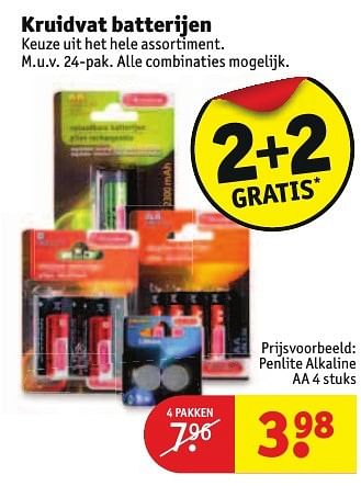 Aanbiedingen Kruidvat batterijen penlite alkaline - Huismerk - Kruidvat - Geldig van 30/08/2016 tot 11/09/2016 bij Kruidvat