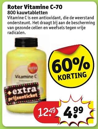 Aanbiedingen Roter vitamine c-70 - Roter - Geldig van 30/08/2016 tot 11/09/2016 bij Kruidvat