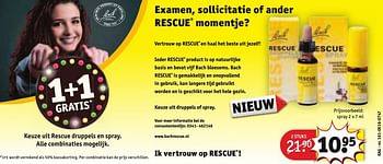 Aanbiedingen Examen, sollicitatie of ander rescue momentje keuze uit rescue druppels en spray - Bach Rescue - Geldig van 30/08/2016 tot 11/09/2016 bij Kruidvat