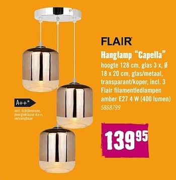 Aanbiedingen Hanglamp capella - Flair - Geldig van 29/08/2016 tot 11/09/2016 bij Hornbach