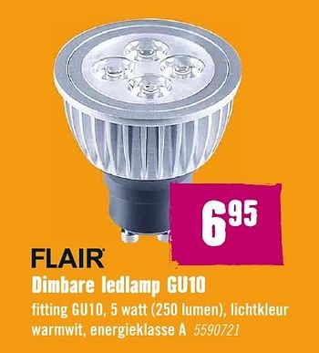 Aanbiedingen Flair dimbare ledlamp gu10 - Flair - Geldig van 29/08/2016 tot 11/09/2016 bij Hornbach