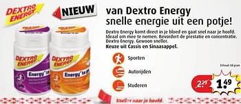 Aanbiedingen Dextro energy komt direct in je bloed en gaat snel naar je hoofd - Dextro Energy - Geldig van 30/08/2016 tot 11/09/2016 bij Kruidvat