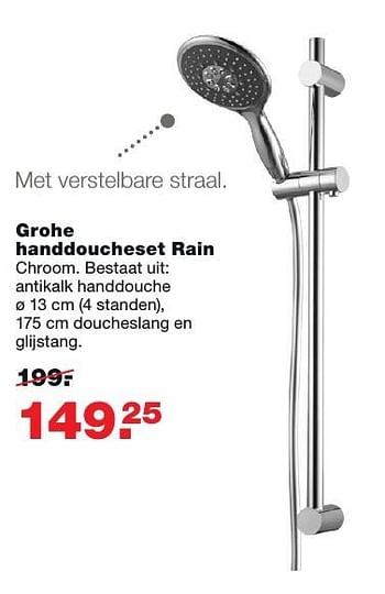 Aanbiedingen Grohe handdoucheset rain - Grohe - Geldig van 05/09/2016 tot 11/09/2016 bij Praxis