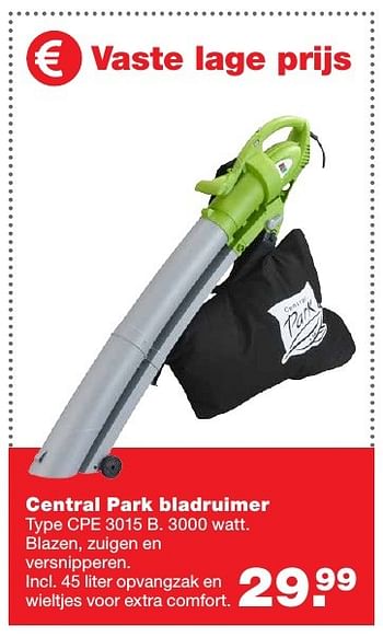 Aanbiedingen Central park bladruimer cpe 3015 b - Central Park - Geldig van 05/09/2016 tot 11/09/2016 bij Praxis