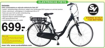 Aanbiedingen Elektrische fiets sadaba - Sundvall - Geldig van 12/09/2016 tot 01/10/2016 bij Van Cranenbroek