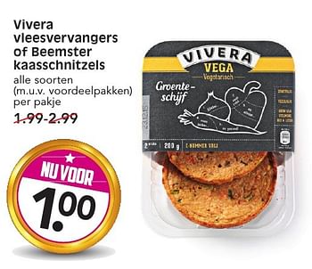 Aanbiedingen Vivera vleesvervangers of beemster kaasschnitzels - Vivera - Geldig van 11/09/2016 tot 17/09/2016 bij Em-té