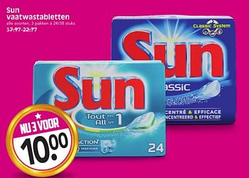 Aanbiedingen Sun vaatwastabletten - Sun - Geldig van 11/09/2016 tot 17/09/2016 bij Em-té