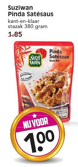 Aanbiedingen Suziwan pinda satésaus - Suzi Wan - Geldig van 11/09/2016 tot 17/09/2016 bij Em-té