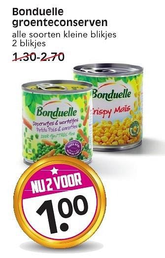 Aanbiedingen Bonduelle groenteconserven - Bonduelle - Geldig van 11/09/2016 tot 17/09/2016 bij Em-té