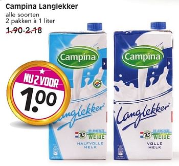 Aanbiedingen Campina langlekker - Campina - Geldig van 11/09/2016 tot 17/09/2016 bij Em-té