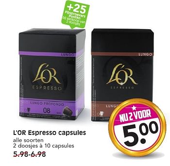 Aanbiedingen L`or espresso capsules - Douwe Egberts - Geldig van 11/09/2016 tot 17/09/2016 bij Em-té