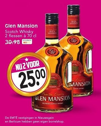 Aanbiedingen Glen mansion scotch whisky - Glen Mansion - Geldig van 11/09/2016 tot 17/09/2016 bij Em-té