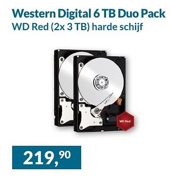 Aanbiedingen Western digital 6 tb duo pack wd red harde schijf - Western Digital - Geldig van 01/09/2016 tot 30/09/2016 bij Alternate