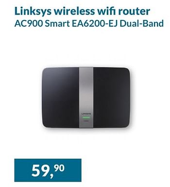 Aanbiedingen Linksys wireless wifi router ac900 smart ea6200-ej dual-band - Linksys - Geldig van 01/09/2016 tot 30/09/2016 bij Alternate