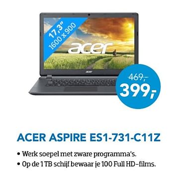 Aanbiedingen Acer aspire es1-731-c11z - Acer - Geldig van 01/09/2016 tot 30/09/2016 bij Coolblue