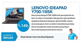 Aanbiedingen Lenovo ideapad y700-15isk - Lenovo - Geldig van 01/09/2016 tot 30/09/2016 bij Coolblue
