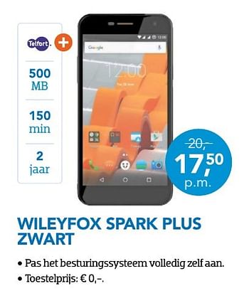 Aanbiedingen Wileyfox spark plus zwart - Wileyfox - Geldig van 01/09/2016 tot 30/09/2016 bij Coolblue