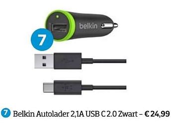 Aanbiedingen Belkin autolader 2,1a usb c 2.0 zwart - BELKIN - Geldig van 01/09/2016 tot 30/09/2016 bij Coolblue