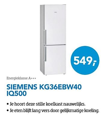 Aanbiedingen Siemens kg36ebw40 iq500 - Siemens - Geldig van 01/09/2016 tot 30/09/2016 bij Coolblue