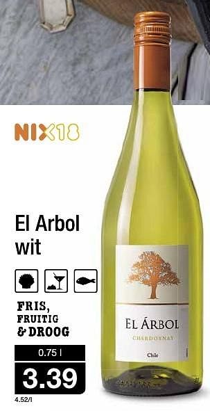 Aanbiedingen El arbol wit - Witte wijnen - Geldig van 14/09/2016 tot 20/09/2016 bij Aldi