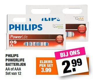 Aanbiedingen Philips powerlife batterijen - Philips - Geldig van 12/09/2016 tot 25/09/2016 bij Big Bazar
