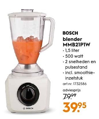 Aanbiedingen Bosch blender mmb21p1w - Bosch - Geldig van 12/09/2016 tot 21/09/2016 bij Blokker