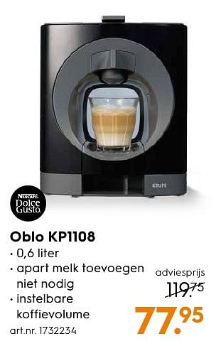 Aanbiedingen Krups oblo kp1108 - Krups - Geldig van 12/09/2016 tot 21/09/2016 bij Blokker